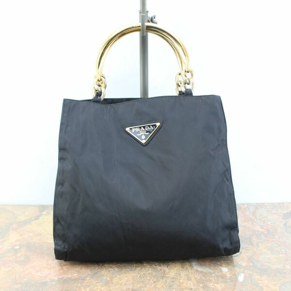 PRADA METAL HANDLE LOGO NYLON HAND BAG MADE IN ITALY/プラダメタルハンドルロゴナイロンハンドバッグ