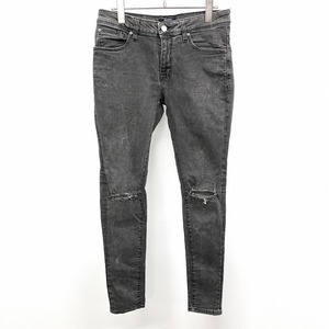 Bershka - 31 lady's ( men's?) Denim pants damage jeans super skinny Fit stretch USED processing crash processing - black series 