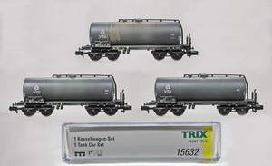 MINITRIX #15632 DB( old west Germany National Railways ) VTG ownership bogi- tanker car 3. set ( gray )