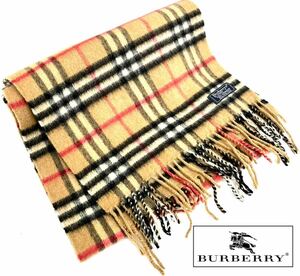 BURBERRY　バーバリー　マフラー　カシミア100％　キャメル　美品　チェックマフラー Burberrys 