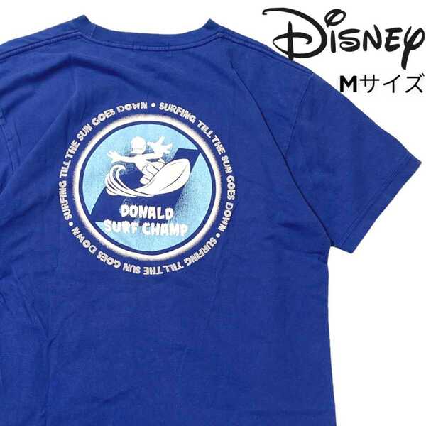 Disney Resort ディズニーリゾート ドナルド Tシャツ 90s サーフ Mサイズ ユニセックス メンズ レディース 青 半袖シャツ 半袖 送料無料