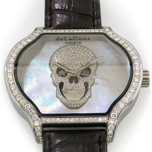 ドゥラクール deLaCour シティミディアムスカル ダイヤモンド WAST2719-1721 ホワイト文字盤 新品 腕時計 メンズ