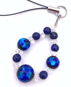  natural stone lapis lazuli & ho taru glass. strap 