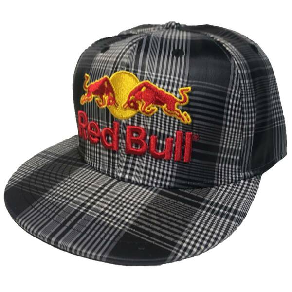 Red Bull レッドブル ブランドロゴ チェック柄 ベースボールキャップ (ブラック) (7 1/2 約60cm) [並行輸入品]