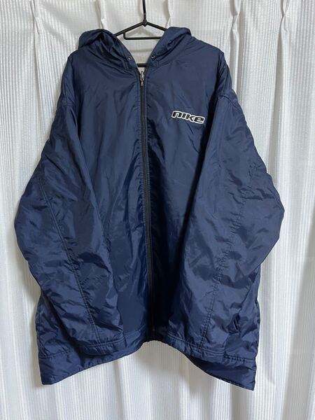 90s NIKE ナイキ ベンチコート パーカー リバーシブル ナイロン フリース