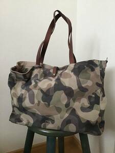  unused Carol J. tote bag Italy made ) camouflage suede pouch attaching (^^)