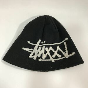 stussy old Jacquard Beanieステューシー ビッグ デカ ロゴ ジャガード ビンテージ ワッチ キャップ ニット帽 ブラック ビーニー ハット