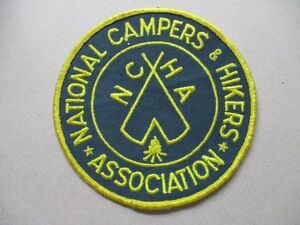 70s NATIONAL CAMPERS ＆ HIKERS ASSOCIATIONワッペン/N.C.H.A. 焚火ソロキャン刺繍PATCHESキャンプCAMPアウトドアNCHA自然アップリケ V187