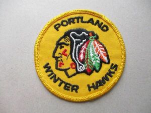 70s ポートランド・ウィンターホークスPORTLAND WINTER HAWKSアイスホッケー ワッペン/ビンテージCHLチームNHLロゴPatchesホッケーWHL V188