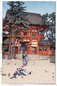 吉田博　版画　祇園社 昭和十年　39.8 x 26cm　原寸ポスター　複製 ◆新版画　小原古邨　川瀬巴水