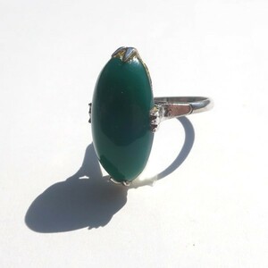  Showa Retro! 70s 80s 90s Japan Vintage antique thousand book@... green Stone silver ring ring silver 11 number lady's 