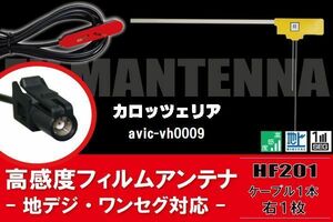 L型 フィルムアンテナ 1枚 & ケーブル 1本 セット carrozzeria カロッツェリア 用 AVIC-VH0009 地デジ ワンセグ フルセグ 汎用 高感度 車載