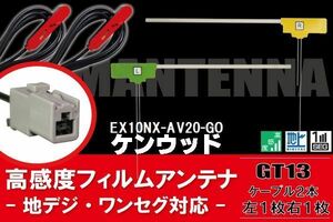 フィルムアンテナ 右1枚 左1枚 EX10NX-AV20-GO ナビ 対応 アルパイン ALPINE 用 地デジ ケーブル アンテナコード GT13 端子 2本 セット