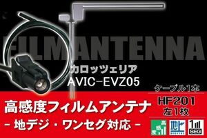 フィルムアンテナ & ケーブル コード 1本セット カロッツェリア carrozzeria 用 AVIC-EVZ05 用 HF201 コネクター 地デジ ワンセグ フルセグ