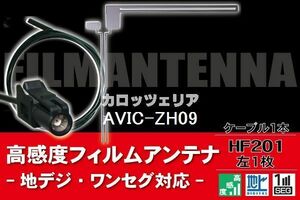 フィルムアンテナ & ケーブル コード 1本 セット カロッツェリア carrozzeria 用 AVIC-ZH09 用 HF201 コネクター 地デジ ワンセグ フルセグ