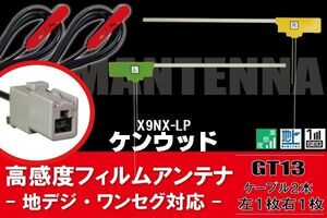 フィルムアンテナ 右1枚 左1枚 X9NX-LP ナビ 対応 アルパイン ALPINE 用 地デジ ケーブル アンテナコード GT13 端子 2本 セット