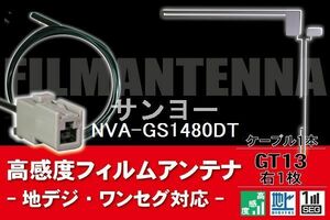 フィルムアンテナ & ケーブル コード 1本 セット サンヨー SANYO 用 NVA-GS1480DT用 GT13 コネクター 地デジ ワンセグ フルセグ