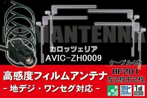 フィルムアンテナ & ケーブル コード 4本 セット カロッツェリア carrozzeria AVIC-ZH0009 用 HF201 コネクター 地デジ ワンセグ フルセグ