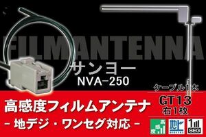 フィルムアンテナ & ケーブル コード 1本 セット サンヨー SANYO 用 NVA-250用 GT13 コネクター 地デジ ワンセグ フルセグ