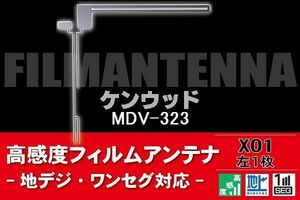 地デジ ワンセグ フルセグ L字型 フィルムアンテナ 左1枚 ケンウッド KENWOOD 用 MDV-323 対応 フロントガラス 高感度