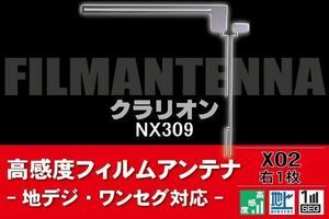 地デジ ワンセグ フルセグ L字型 フィルムアンテナ 右1枚 クラリオン Clarion 用 NX309 対応 フロントガラス 高感度 車