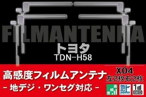 地デジ ワンセグ フルセグ フィルムアンテナ 右2枚 左2枚 4枚 セット トヨタ TOYOTA 用 TDN-H58 対応 フロントガラス