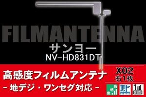 地デジ ワンセグ フルセグ L字型 フィルムアンテナ 右1枚 サンヨー SANYO 用 NV-HD831DT 対応 フロントガラス 高感度 車