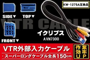 KW-1275A 同等品 VTR外部入力ケーブル イクリプス ECLIPSE AVN7300 対応 アダプター ビデオ接続コード 全長150cm カーナビ 映像 音声