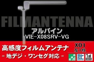 地デジ ワンセグ フルセグ L字型 フィルムアンテナ 左1枚 アルパイン ALPINE 用 VIE-X08SRV-VG 対応 フロントガラス 高感度 車