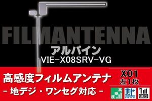 地デジ ワンセグ フルセグ L字型 フィルムアンテナ 左1枚 アルパイン ALPINE 用 VIE-X08SRV-VG 対応 フロントガラス 高感度 車