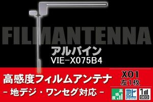 地デジ ワンセグ フルセグ L字型 フィルムアンテナ 左1枚 アルパイン ALPINE 用 VIE-X075B4 対応 フロントガラス 高感度 車