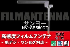 地デジ ワンセグ フルセグ L字型 フィルムアンテナ 右1枚 サンヨー SANYO 用 NV-SB550DT 対応 フロントガラス 高感度 車