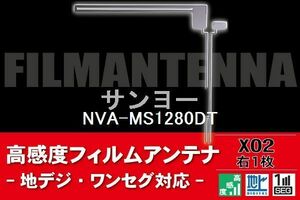 地デジ ワンセグ フルセグ L字型 フィルムアンテナ 右1枚 サンヨー SANYO 用 NVA-MS1280DT 対応 フロントガラス 高感度 車