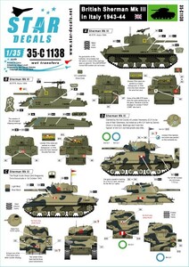 スターデカール 35-C1138 1/35 イギリス イタリア戦線のシャーマンIII 第46王立戦車連隊 etc.1943-44