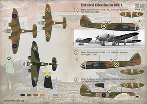 プリントスケール 72-100 1/72 ブリストル ブレニム コンプリートセット