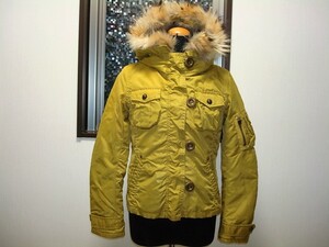 *** moussy Moussy boa. liner attaching fur raccoon fur coat jacket S size 1 number 36 number yellow mustard Karashi yellow blouson 