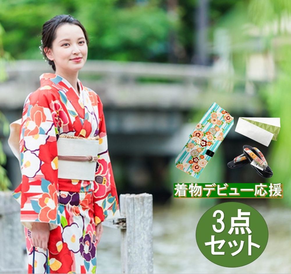 洗える着物 単衣 小紋 仕立て上がり フリーサイズ プレタ 水色系 ...