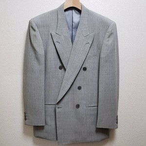 26▲a381◎◎2B☆USED品【A5】NINO CERRUTI　ウール　ダブル テーラードジャケット　背抜き　グレー　日本製　レトロ　現状渡し▲２