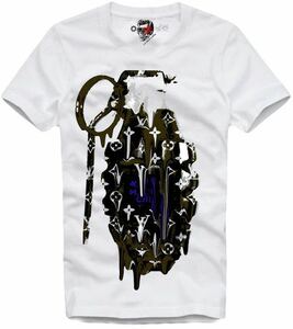 E1SYNDICATE Tシャツ　GRENADE 3618 手榴弾　ブラック　カーキ XLサイズ