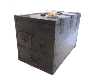 ◆時代小箱◆欅銭函硯箱◆古民芸・アンティーク・賭硯
