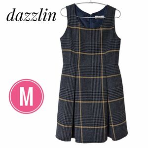 【dazzlin】ダズリン M ふんわり ワンピース チェックジャンパースカート チェックワンピース ノースリーブワンピース