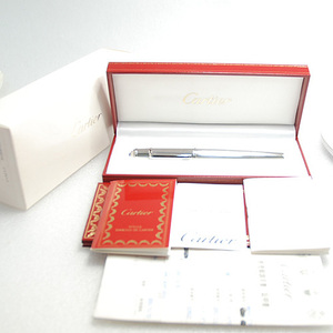  Cartier / pen .18K-750 stamp tia BORO du Cartier metal platinum finish both for type fountain pen ST180016 writing brush chronicle verification settled (12537)