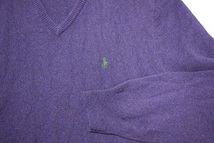 【XL】 ポロ バイ ラルフローレン ラムウールニット Vネック セーター パープル 紫色 メンズXL Polo by Ralph Lauren 古着 BJ1029_画像4