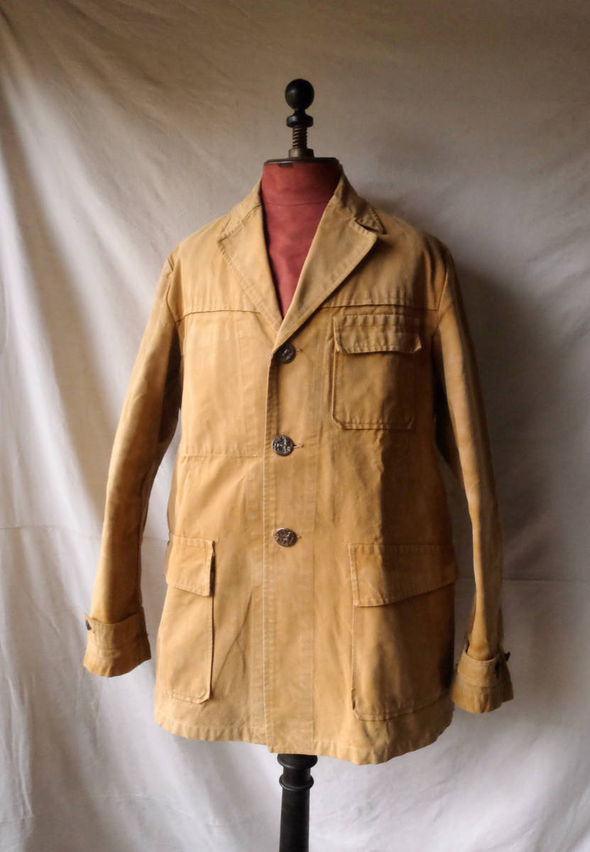 1930-50's フランス リネン ハンティングジャケット セットアップ-