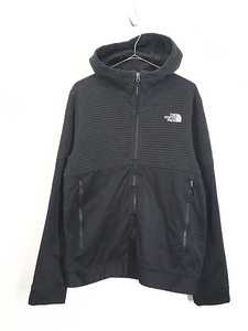 古着 TNF The North Face キルト ボーダー スウェット × ジャージ 異素材 ジップ パーカー 黒 M 古着