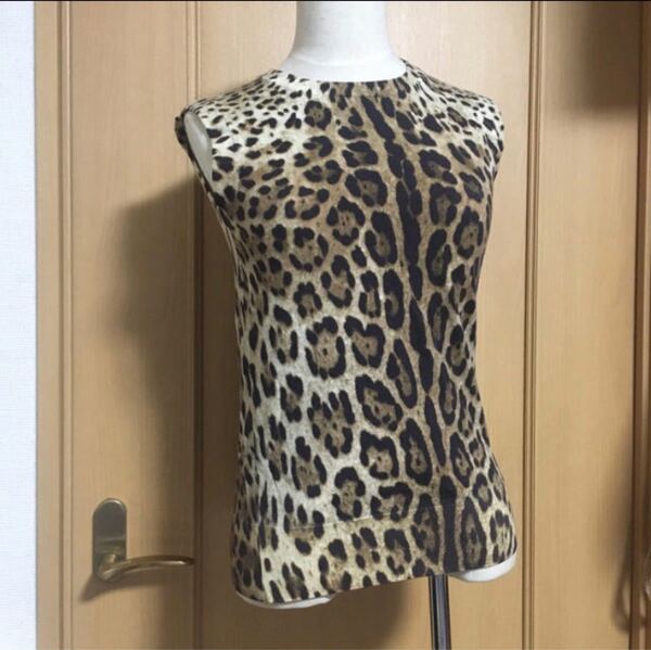 ドルチェ&ガッバーナDolce & Gabbana 豹柄 36 カットソー トップス ニットノースリーブ タンクトップ