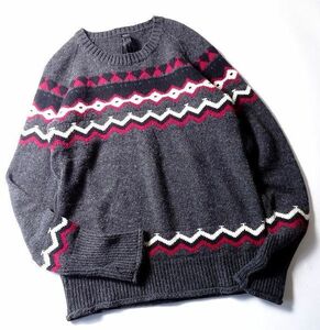 WJK Double Jikei Crew Nitt Sweater Jacquado Mineading Elice Dlove Lang Lagan Made in Japan 4color Jacquard Pullove (M) S-851