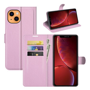 ピンク iphone13mini手帳型保護ケース カード収納ホルダースタンド機能 PUレザー 無地シンプルビジネス ソフトTPU スマホカバー 手触りの