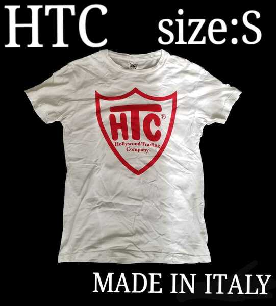 送料無料 HTC 半袖Tシャツ Sサイズ ロゴTシャツ ホワイト 白 イタリア製 レア 希少 入手困難 ベルト 財布 レザー スタッズ