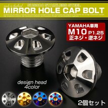 ミラーホールカバーボルト キャップ M10×10mm P1.25 正ネジ 逆ネジ 2個セット ヤマハ車用 デザインヘッド SUS304 シルバー TH0186_画像1